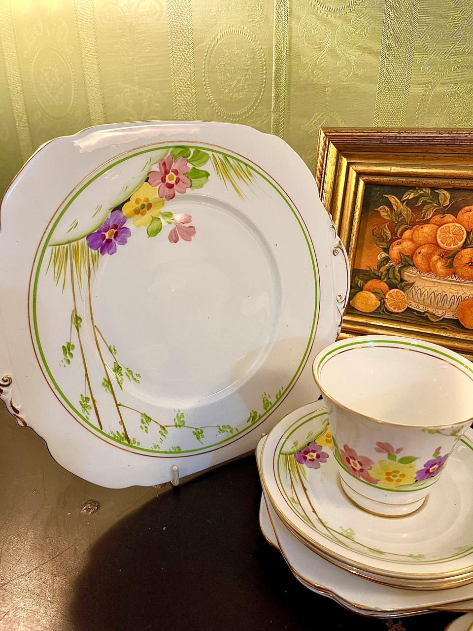 Hand Painted Fine Bone China Tea Set 13 Pieces Made in England