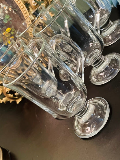 Vintage Glass Footed Drinking Glasses Set of 6