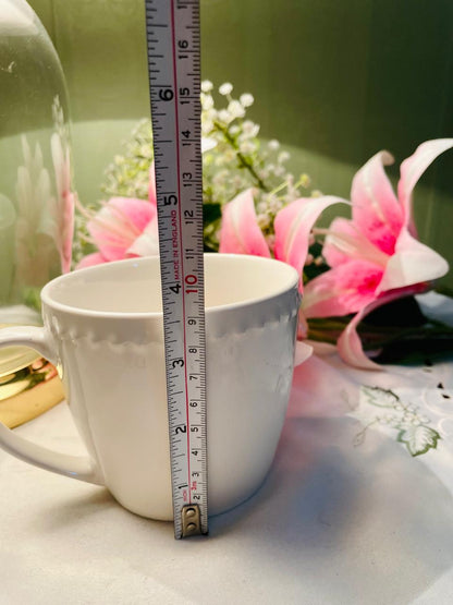White Textured Ceramic Soup Mug 9 cm