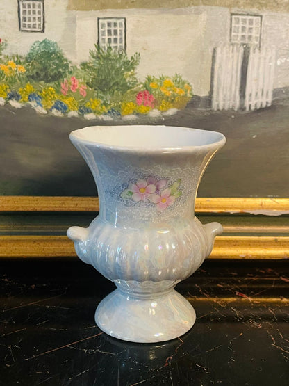 vintage vase, floral ceramic vase, pearl lustre vase, iridescent decor, collectible pottery, english vintage vase, cottagecore home decor, pastel vase, small flower vase, tabletop decor pakistan, romantic home accents, sunsetvintage, victorianstyle, elegantvintage, englishdecor