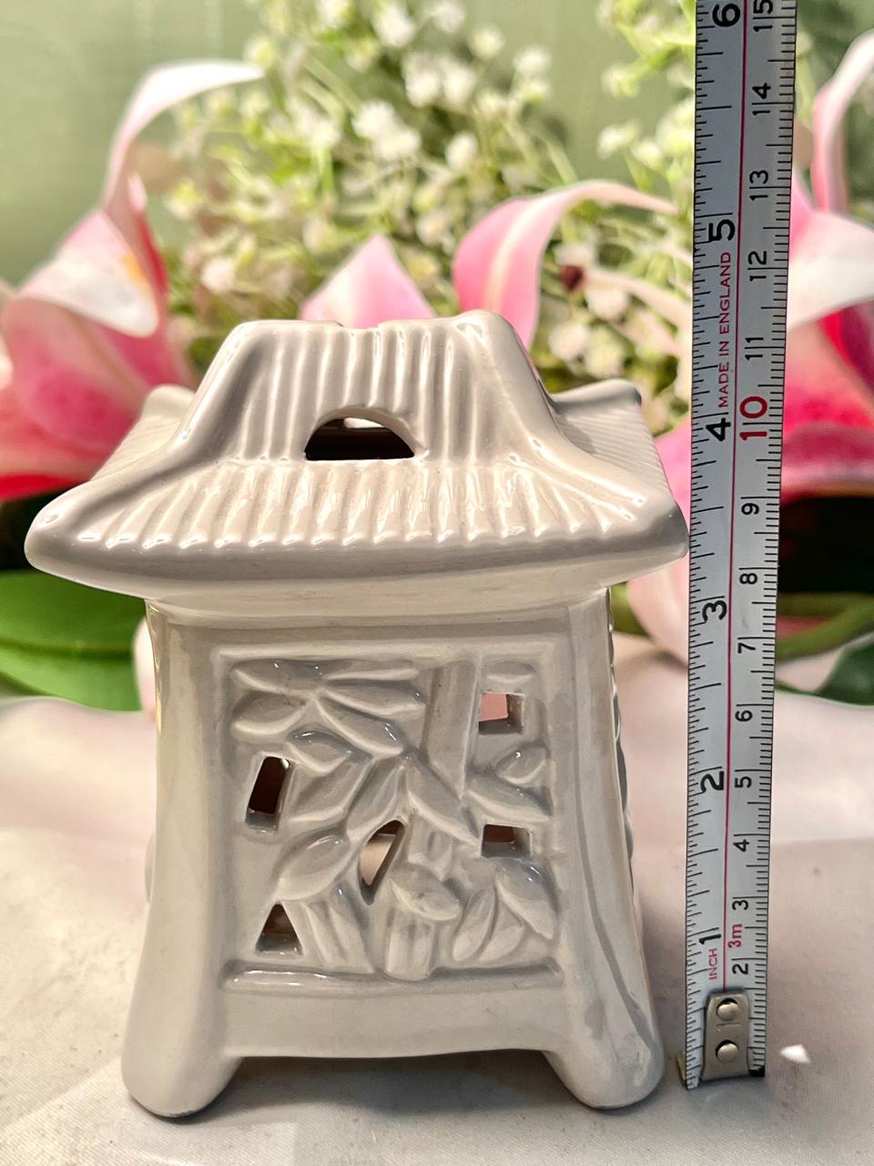 Vintage White Ceramic House Tealight Holder Approx. 11 cm