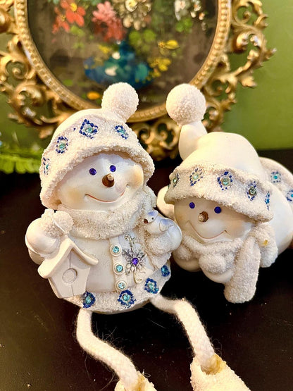 Winter Snowman Decorative Figurine Pair