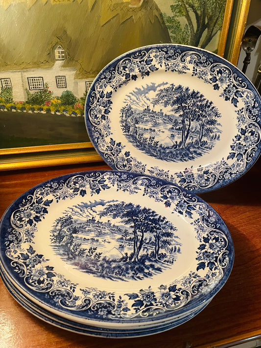 Churchill Blue Willow Large Oval Dishes, Rice Dishes, Long Platers, England