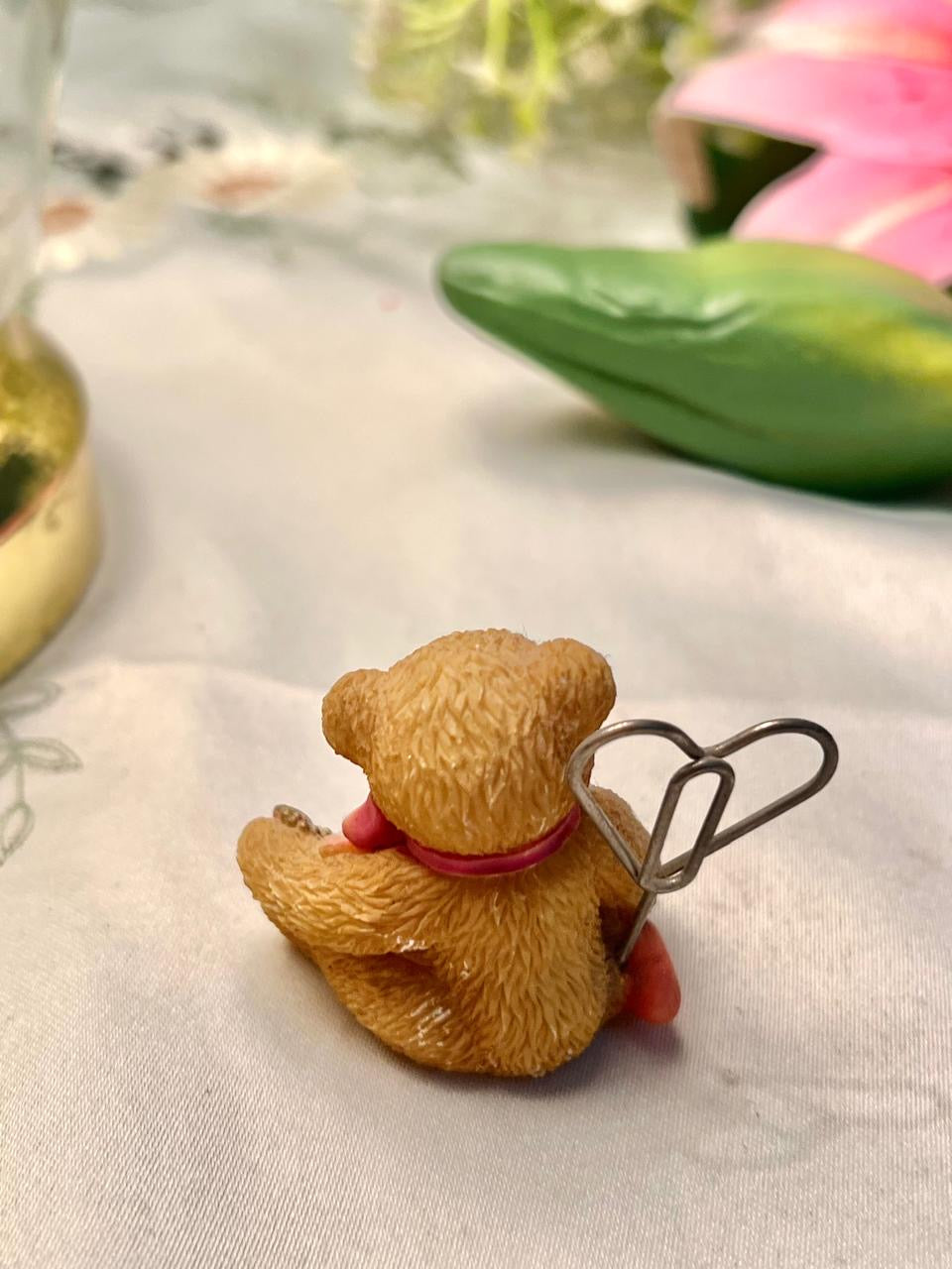 Cherished Teddies Bear Figurine Heart Wire & Gift Box 5 cm