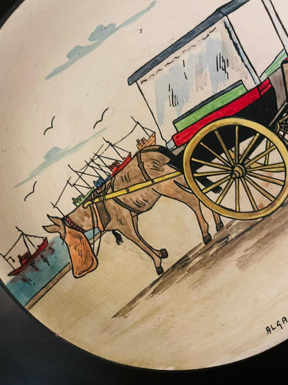 Vintage Algarve Portugal Horse Cart Wall Plate 8"