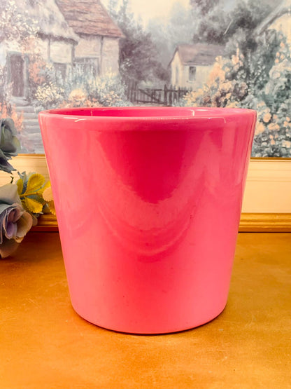 Pink Ceramic Planter Glossy Modern Decor Statement Pot