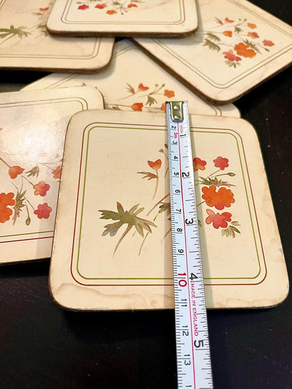 Set of 6 Vintage Floral Coasters 5 Inch