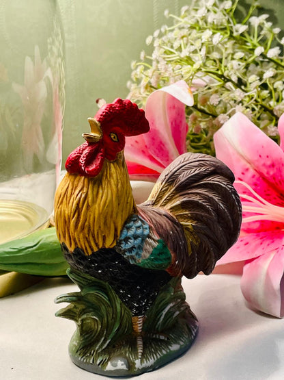Vintage Rooster Figurine Farmhouse Chicken Ornament 14 cm