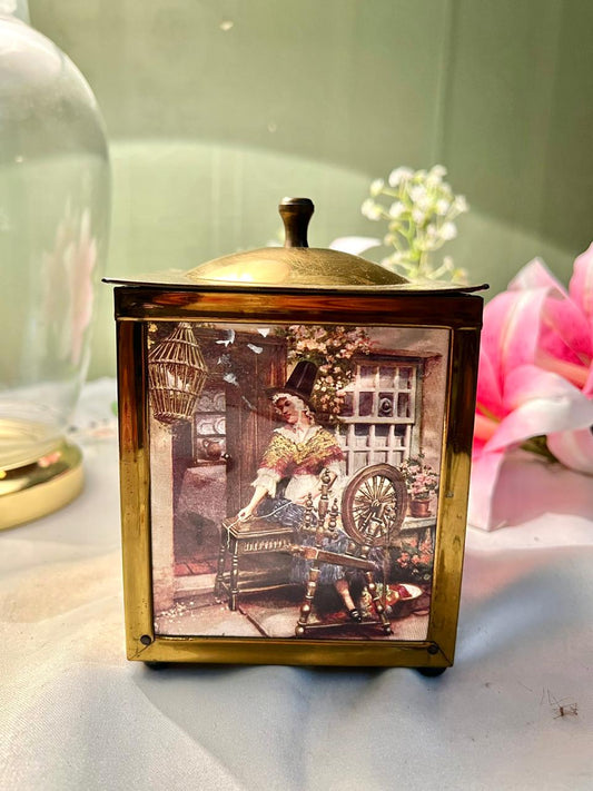 RARE FIND Brass & Glass-Panel Decorative Box with Lid – 5 Inches