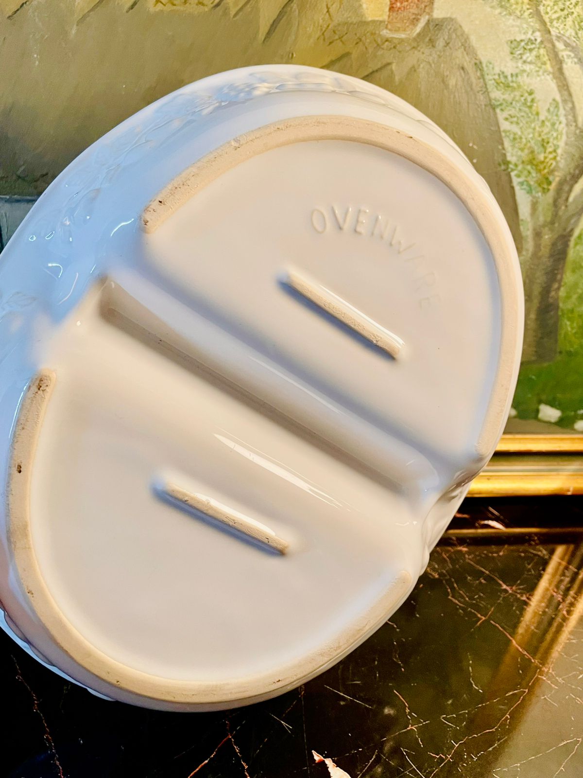 Vintage White Ceramic Divided Serving Dish – Dual Section Oval Bowl Made in England