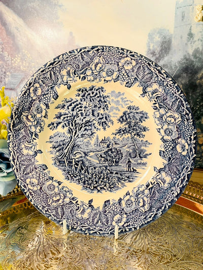 Vintage Johnson Bros Blue Transferware Decor Plate – English Countryside