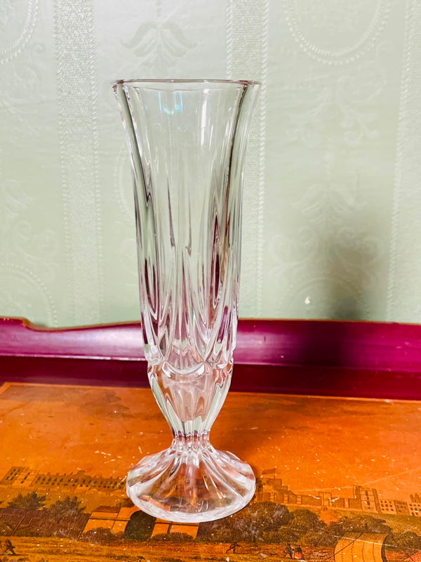 Vintage Clear Crystal Footed Bud Vase – 7 Inch