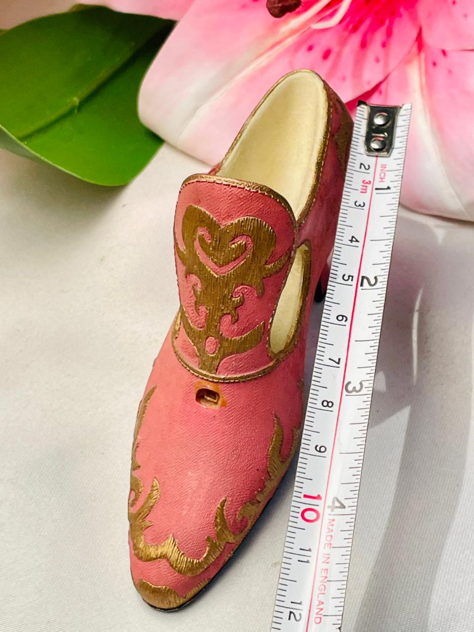 Pink & Gold Ornate Miniature Shoe Decor 4.5 in
