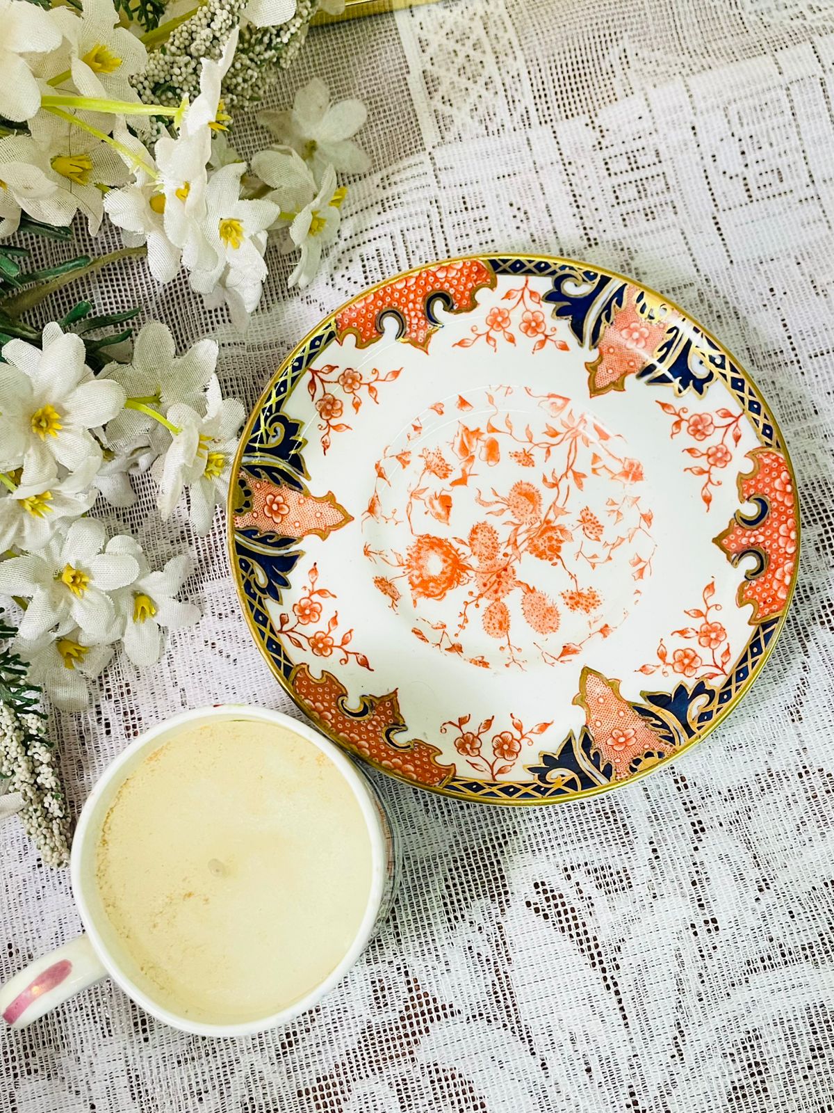 Vintage Floral Coffee cup Candle with Decorative Saucer