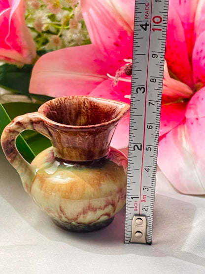 Small Brown Glazed Ceramic Jug Vase Approx. 7 cm