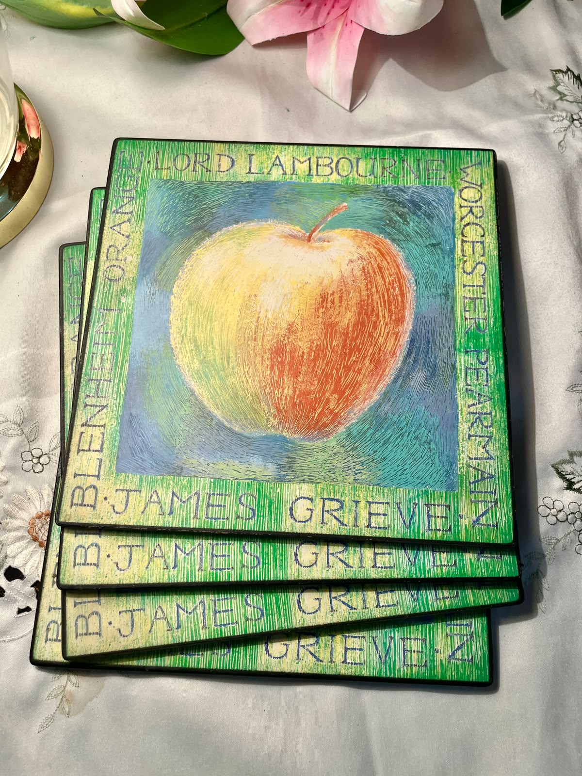 Vintage Apple Orchard Placemats 4-Piece Set 9 in