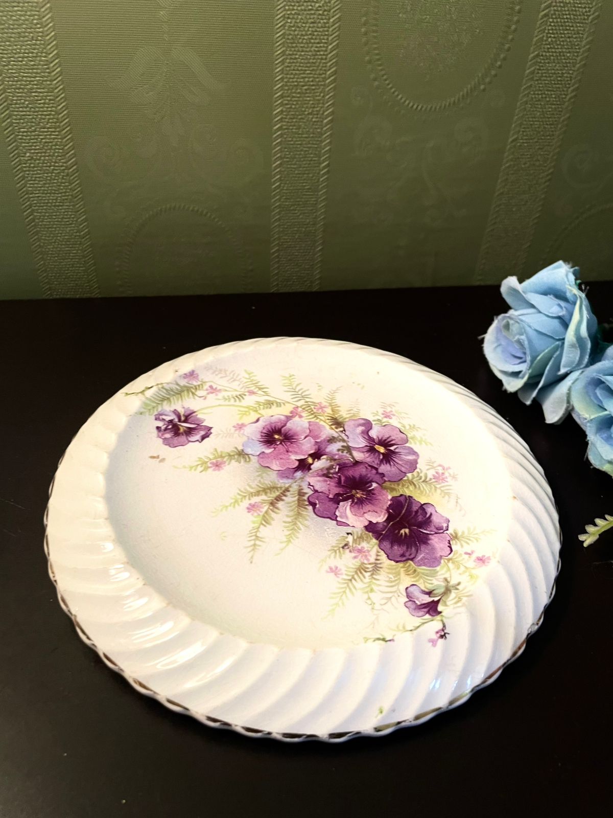 Vintage Floral Ceramic Trivet Coaster 6.5 Inch