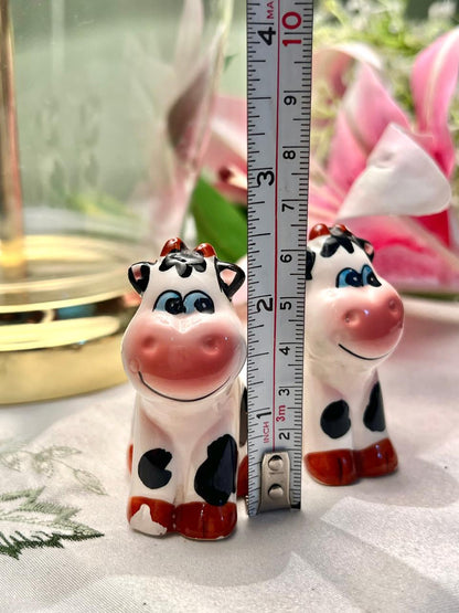 Ceramic Cow Figurines Salt & Pepper Shaker Set of 2 inch