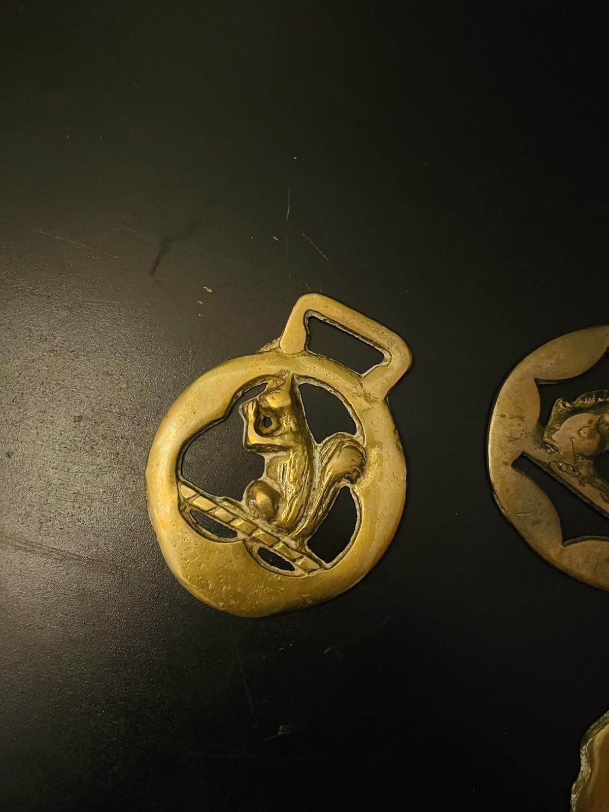 Vintage Brass Zodiac Horse Medallions Set of 3