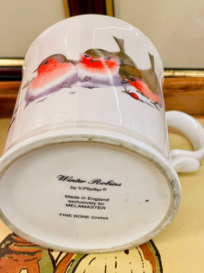 Winter Robins Fine Bone China Mug – V. Pfeiffer – Made in England