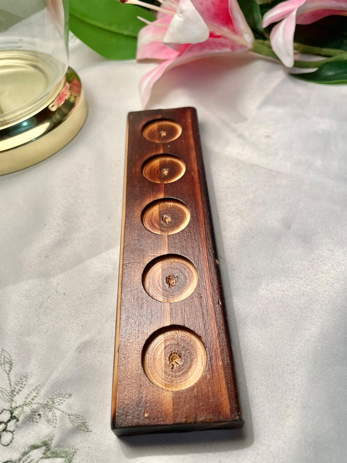 Wooden 5-Hole Display candle Holder 8"