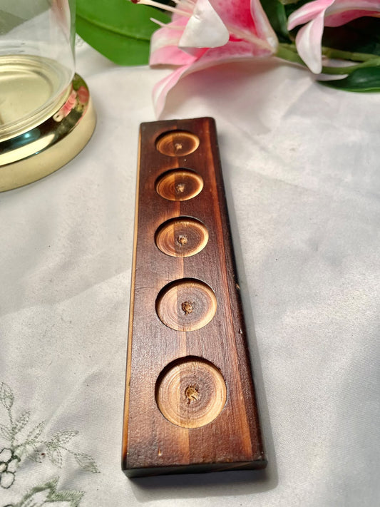 Wooden 5-Hole Display candle Holder 8"