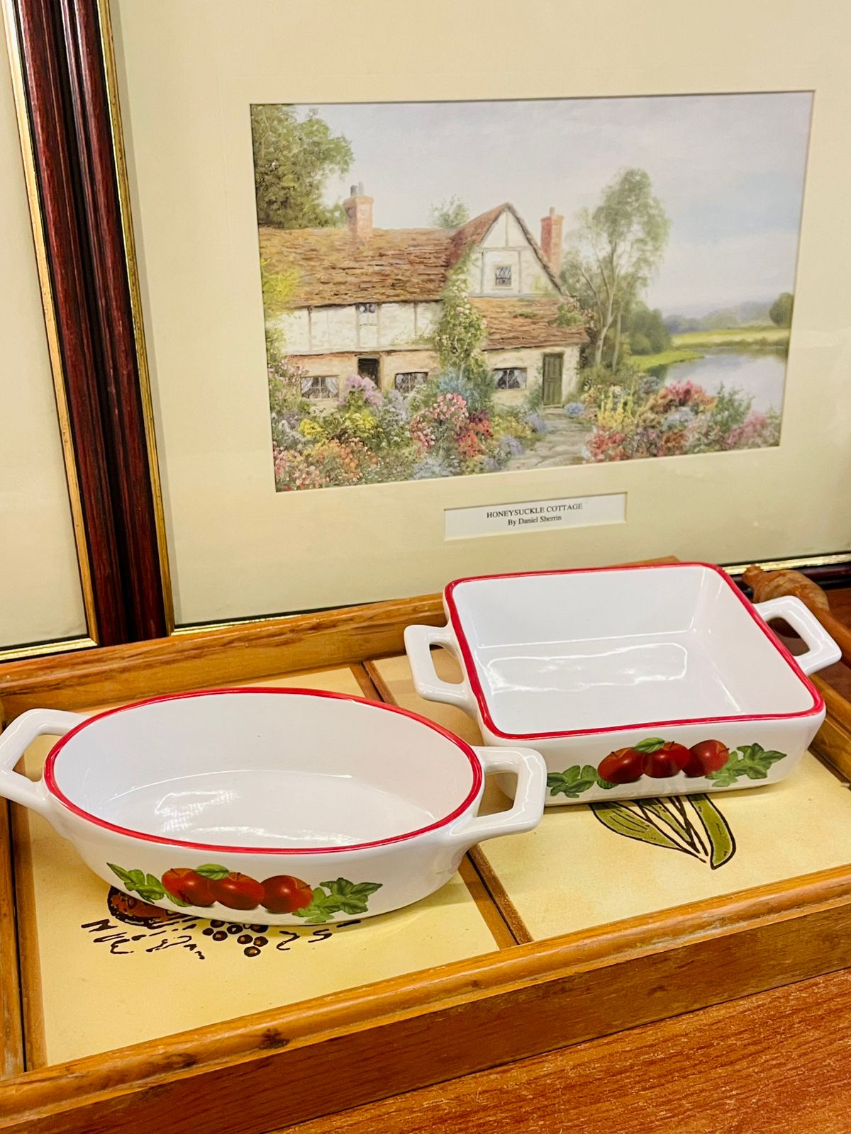 Set of  Ceramic Serving Dishes with Handles – Oval & Square - Oven Safe