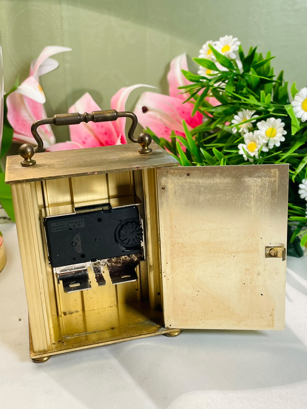 West Germany Brass-Tone Quartz Carriage Clock – 12 cm