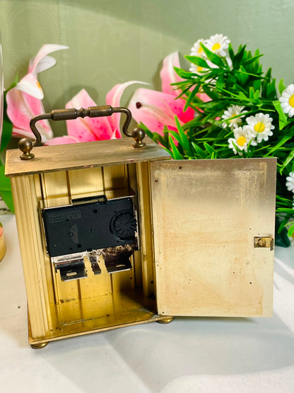 West Germany Brass-Tone Quartz Carriage Clock – 12 cm