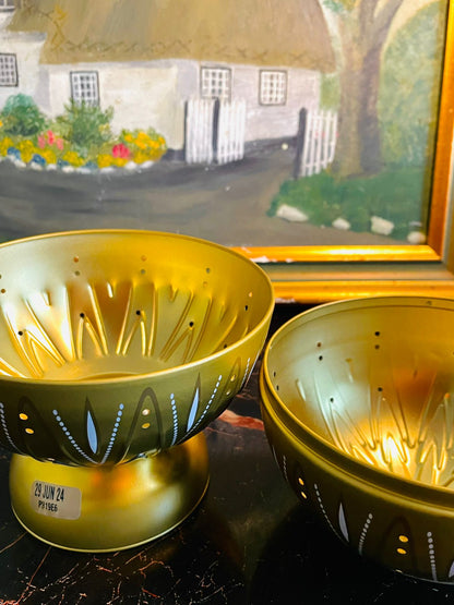 Golden Metal Light-Up Tin Lantern Jar – Starburst Cut-Out Cookie Jar