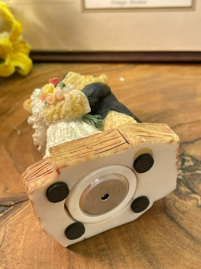 Vintage Teddy Bear Wedding Couple Music Box