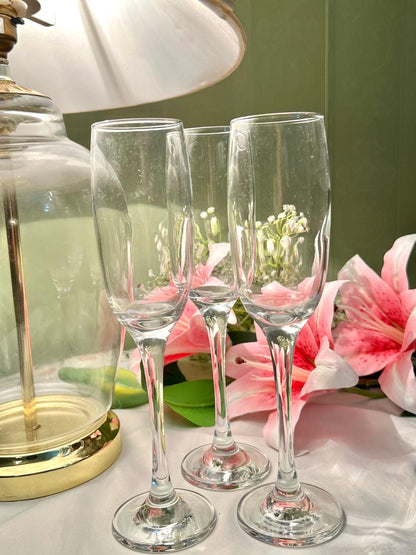 Set of 3 Clear Crystal Champagne Flutes – Approx. 9 Inch