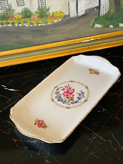Vintage Coalport Bone China Floral Rectangular Tray – England
