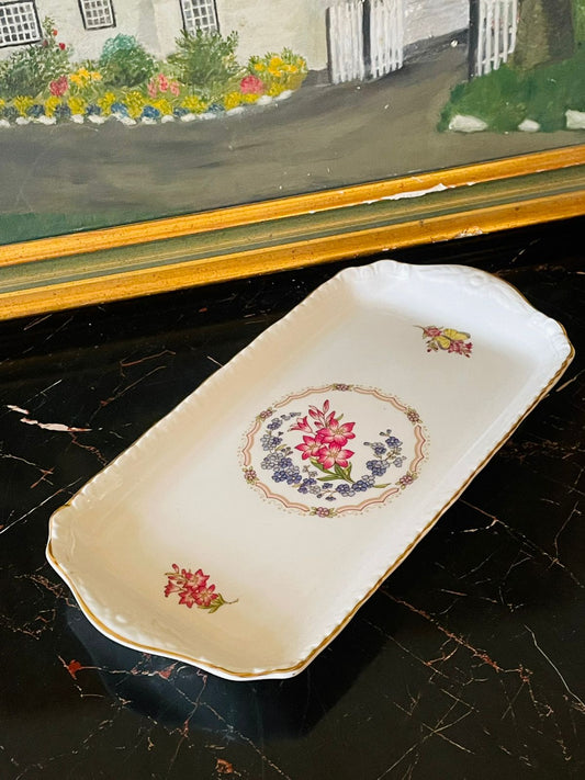 Vintage Coalport Bone China Floral Rectangular Tray – England