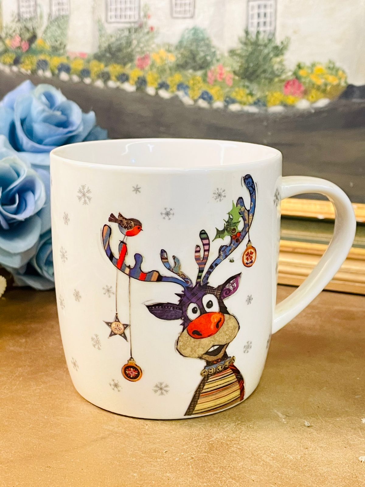 Bug Art Christmas Reindeer Fine China Mug