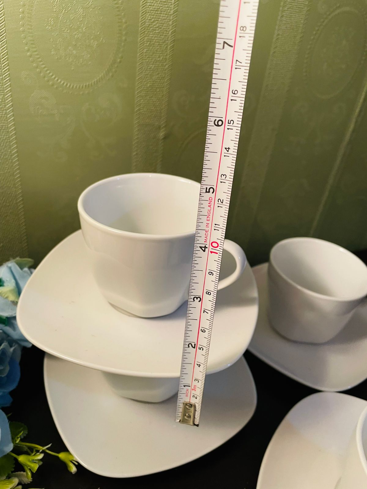 Vintage White Porcelain Espresso Cups & Saucers Set of 5