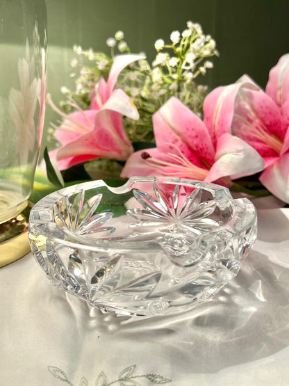 Vintage Clear Crystal Ashtray – 5 Inch Starburst Design