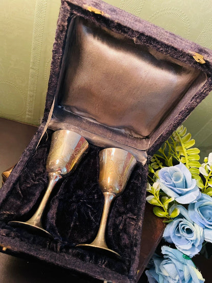 Vintage Silver Plated Goblets Set in Box 5 Inch