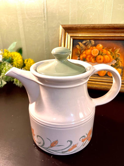 Vintage Floral Ceramic Tea Pot with Green Lid – 7 Inch