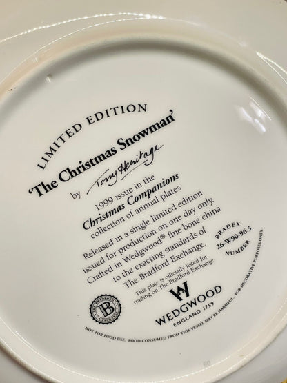 Wedgwood “The Christmas Snowman” Ltd Edition Plate – 1999