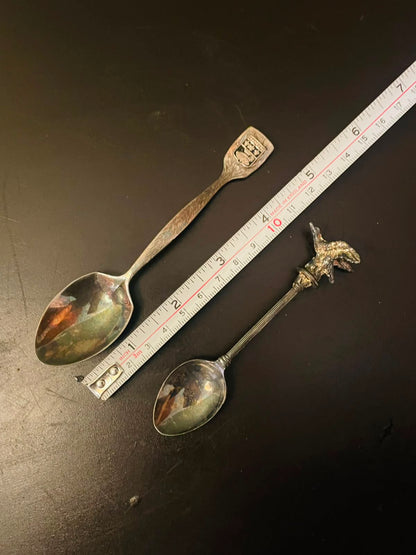 Vintage Souvenir Silverplate Spoon Set of 2 Collectible Spoons