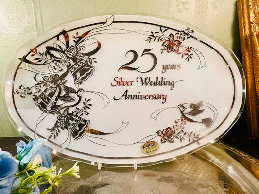 Fiesta Silver Wedding Anniversary Crystal Plate – 15 Inch