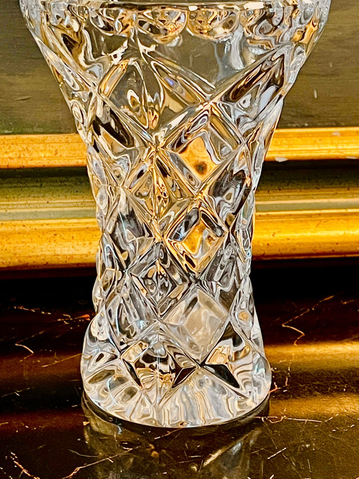 Small Cut Crystal Bud Vase – Diamond Pattern Vintage English Glass