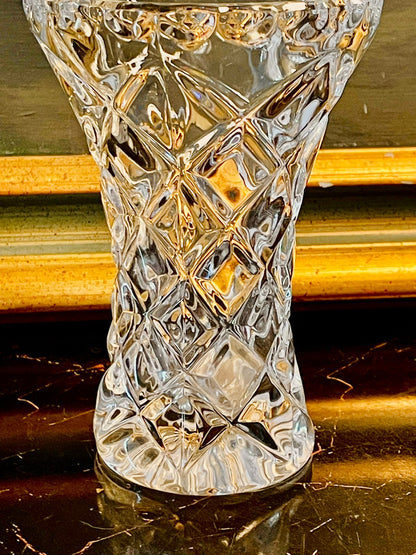 Small Cut Crystal Bud Vase – Diamond Pattern Vintage English Glass