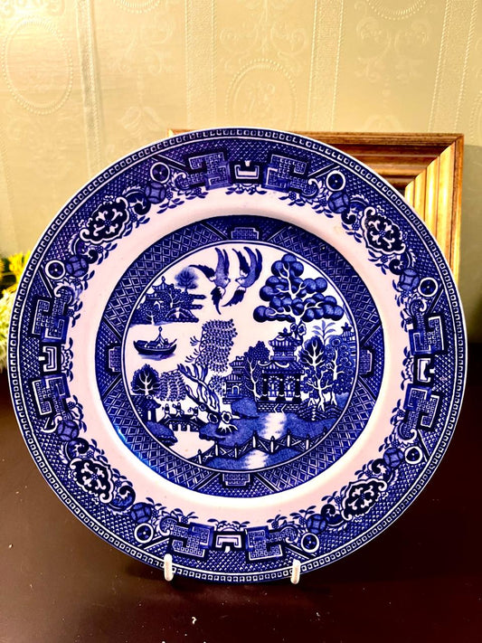 Vintage Blue & White Old Willow 8 Inch Decorative Plate