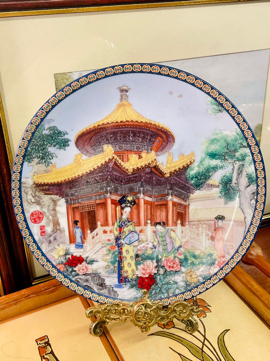Imperial Jingdezhen, Forbidden City Plate, Palace Museum China, Chinese Porcelain Art, Collector Display Plate, Asian Decor, Pagoda Plate, Vintage Wall Plate, Enamel Porcelain, Fine China Collectible, Home Decor Accent