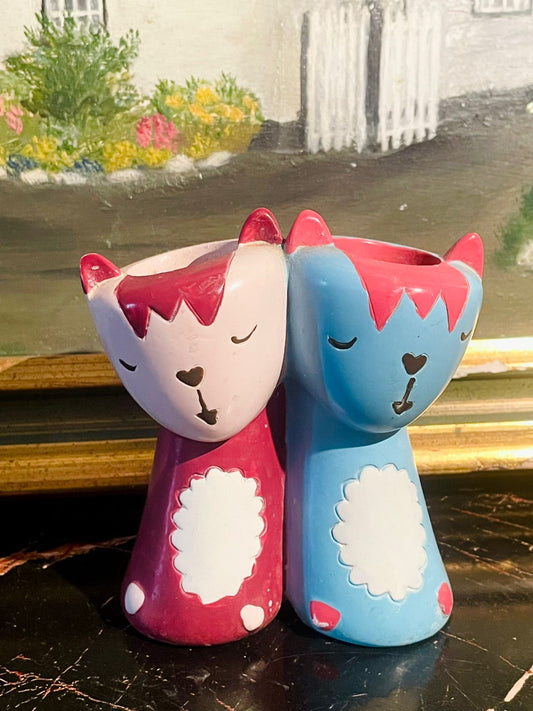 cutecatholders, pasteldecor, ceramicduo, catlovergift, pinkbluecats, kawaiihome, smallplanter, vintageaesthetic, sunsetkitchen, sunsetshop, homeinteriorpakistan