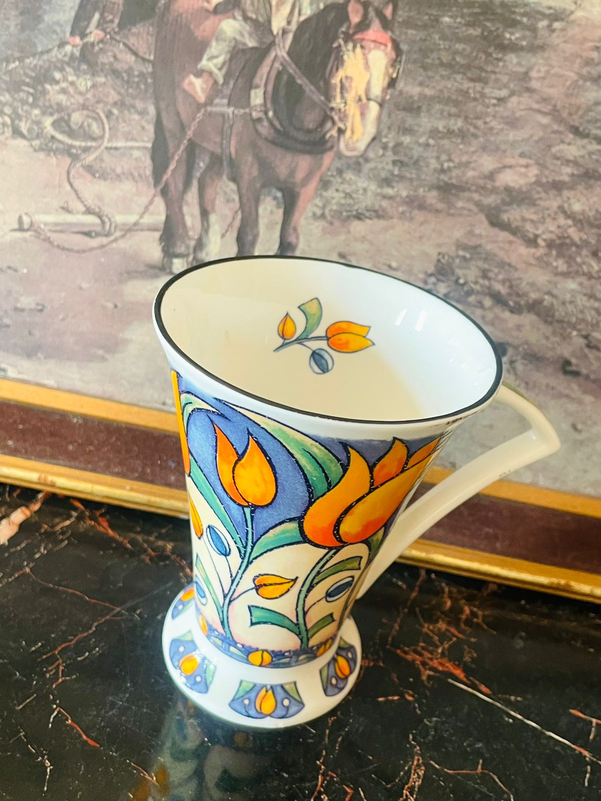 Cathedral Fine Bone China “Island” Mug – Bold Art Nouveau Tulip Design