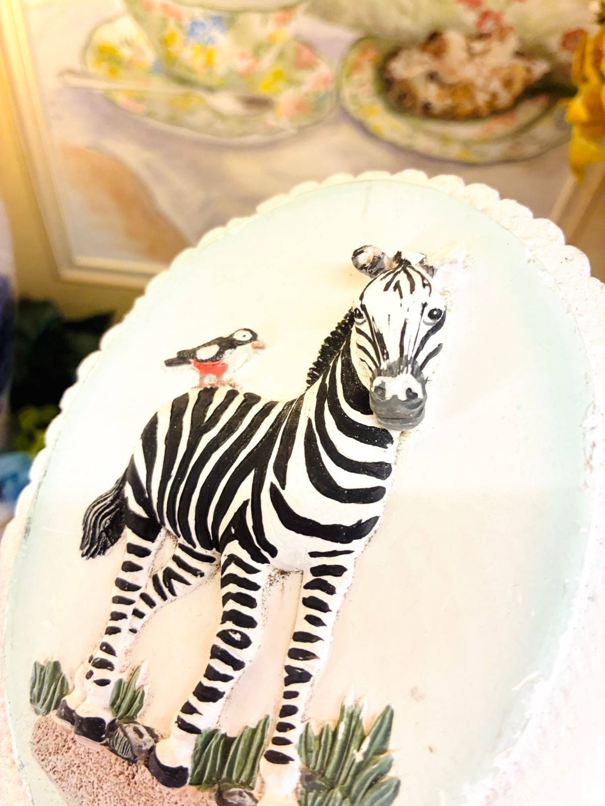Zebra Key Holder – Decorative 3D Animal Design with Bird Accent