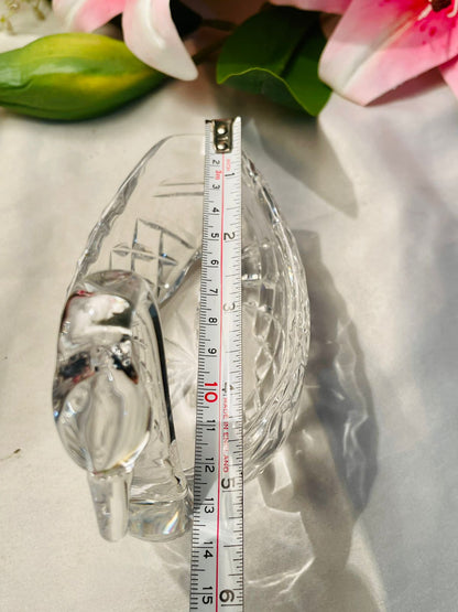 Clear Cut Crystal Swan Decorative Dish 5.5 in